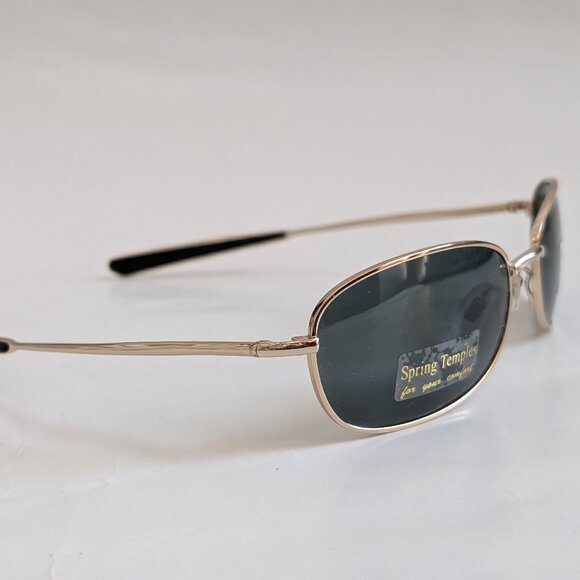 NWT Vintage 90's Rectangle Metal Sports Polarized Sunglasses (S. Gold) - Picture 2 of 5